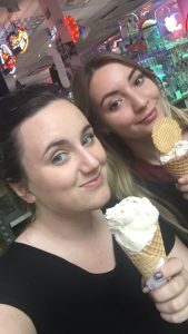 Abi and Molly catching an ice-cream break!